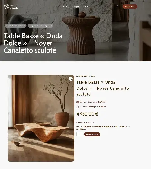 page panier de création ecommerce wordpress