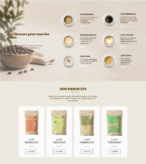 Menu intéractif de création boutique en ligne